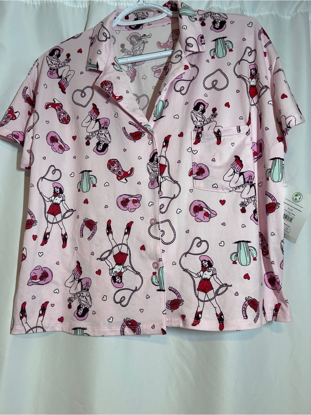 Valentine Cowgirl Pajama Set Pink Western Hearts Size S 4-6 NWT